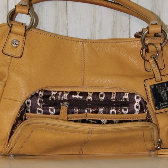 Tignanello Yellow Leather Organizer Shoulder Bag - Picture 5 of 9